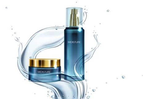 Vector moisturizing cream, lotion in water splashes Stock Illustration