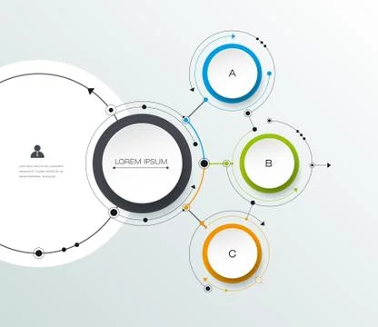 Vector molecule with 3D paper label. Blank space for infographic, diagram Stock Illustration