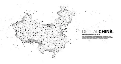 Vector money China map from Polygon dot connect line. Concept for china digit Stock Illustration