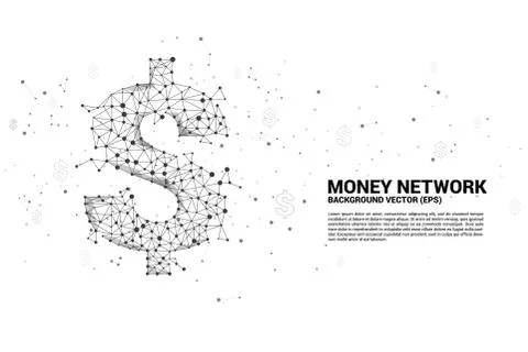 Vector money dollar icon from Polygon dot connect line. Stock Illustration