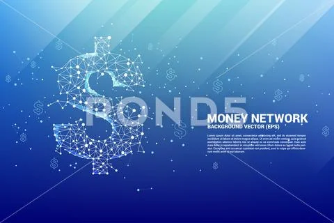 Vector money dollar icon from Polygon dot connect line. Stock Illustration