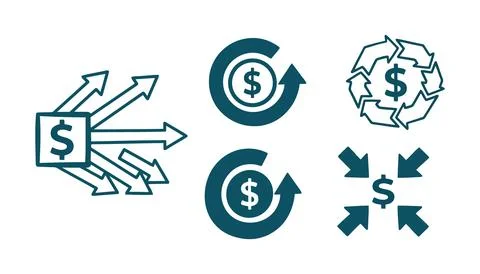 Vector of Money flow and distribution vector icons Stock Illustration