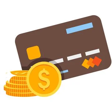 Vector money gold coin stack and bank card icon illustration Stock Illustration