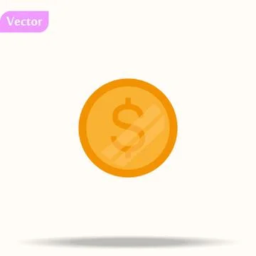 Vector money Icon. Payment system. Coins and Dollar cent Sign isolated on whi Stock Illustration