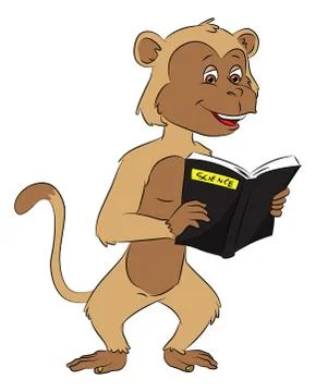 Vector of monkey reading science book. Stock-Illustration