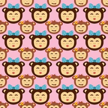 Vector monkey seamless pattern Illustrazione stock
