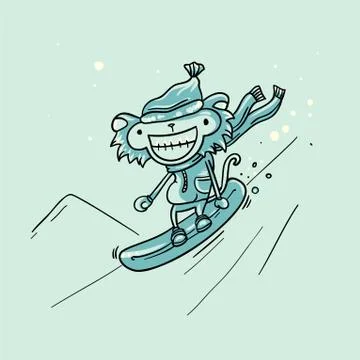 Vector Monkey snowboarder Stock Illustration