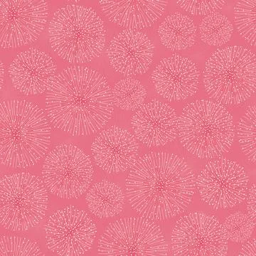 Vector monochrome dark pink touch me not shameplant floral fluff balls seam.. Stock Illustration