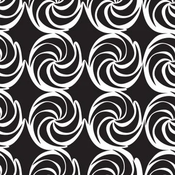 Vector monochrome decorative continuous background using wavy lines, curves a Stock Illustration