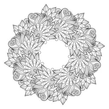 Vector Monochrome Floral Background Stock Illustration
