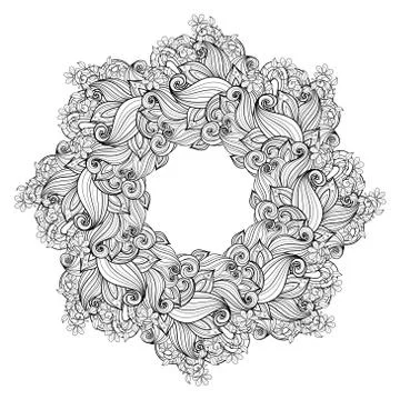 Vector Monochrome Floral Background Stock Illustration