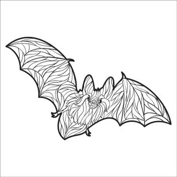 Vector monochrome hand drawn illustration of bat. Stock Illustration