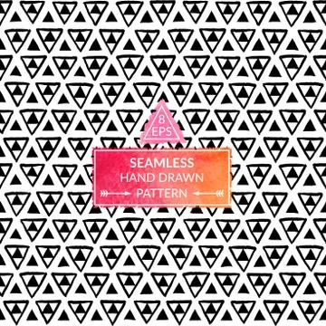 Vector monochrome hand drawn seamless pattern Stock Illustration