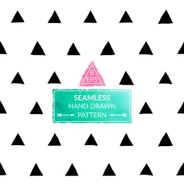 Vector monochrome hand drawn seamless pattern Stock Illustration