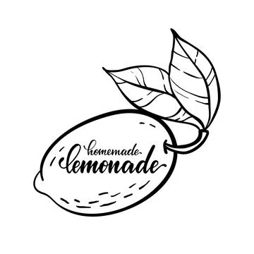 Vector monochrome illustration of lemon logo with lettering inscriptions Ho.. Stock Illustration