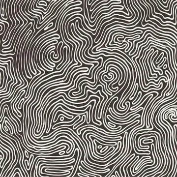 Vector monochrome pattern, curved lines, black and white grunge background Illustrazione stock