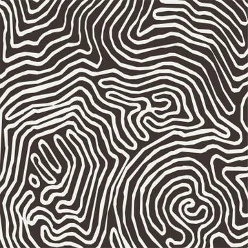 Vector monochrome pattern, curved lines, black and white grunge background Illustrazione stock