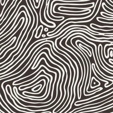 Vector monochrome pattern, curved lines, black and white grunge background Stock Illustration
