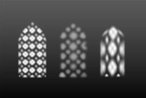 Vector Monochrome Ramadan Background with Shadow Silhouette of Window Frames Illustrazione stock