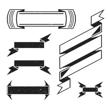 Vector monochrome retro ribbons set. Stock Illustration