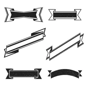 Vector monochrome retro ribbons set. Illustrazione stock