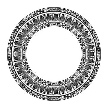 Vector monochrome round classical ornament of Ancient Greece, Roman Empire.  Stock Illustration