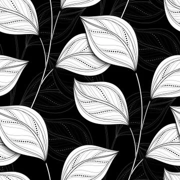 Vector Monochrome Seamless Floral Pattern Illustrazione stock