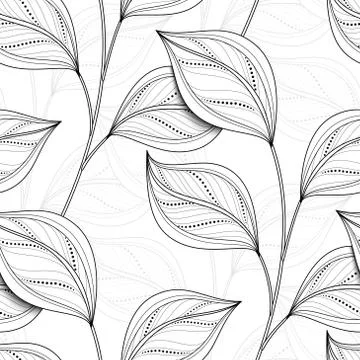Vector Monochrome Seamless Floral Pattern Stock Illustration