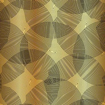 Vector monochrome seamless pattern, curved lines, black &amp; gold background. Ab Stock Illustration