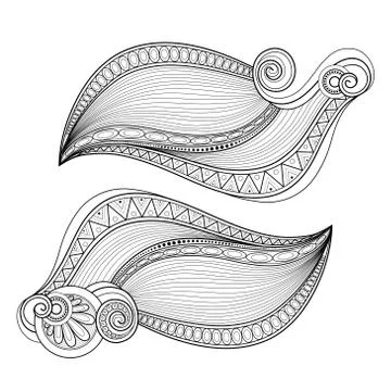 Vector Monochrome Set of Decorative Elements in Doodle Style Stock Illustration