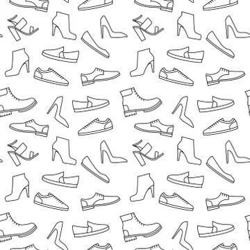 Vector monochrome shoe pattern Stock Illustration