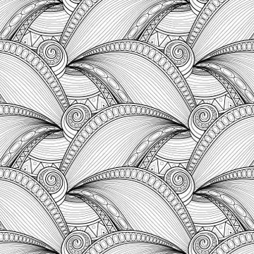 Vector Monochrome Wave Seamless Pattern 스톡 일러스트