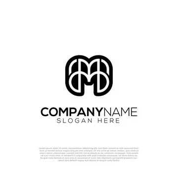 Vector monogram M letter logo template Stock Illustration