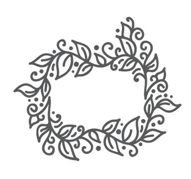 Vector monoline calligraphy flourish frame for holiday greeting card. Hand drawn Stock Illustration