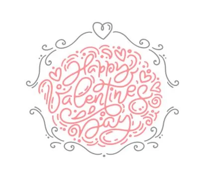 Vector monoline calligraphy phrase Happy Valentines Day. Valentine Hand Drawn Stock-Illustration