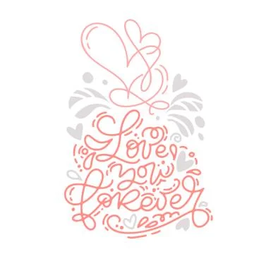 Vector monoline calligraphy phrase Love You Forever with Valentine logo 스톡 일러스트