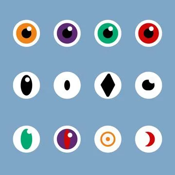 Vector monster eyes, for halloween, simple design, color illustration, Stock Illustration