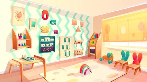 Vector montessori room, elementary school background イラスト素材