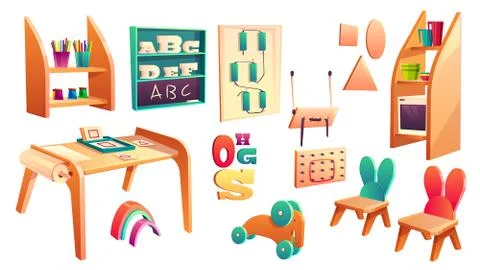 Vector montessori set, elements for elementary school Stock Illustration