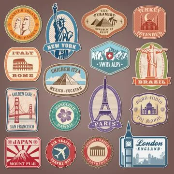 Vector Monument Labels Set Illustrazione stock