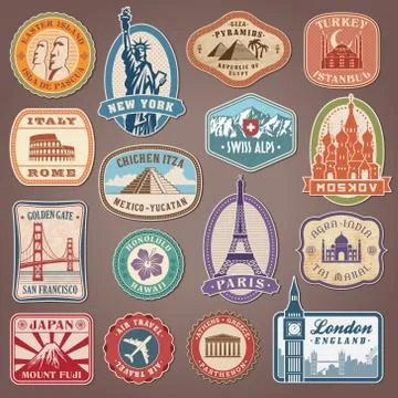 Vector Monument Labels Set Stock Illustration