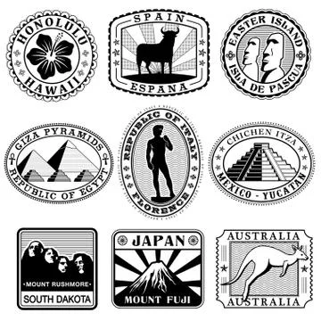 Vector Monument Stamps Stock Illustration