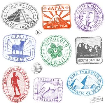 Vector Monument Stamps Stock Illustration