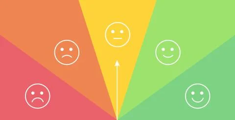 Vector mood feedback meter with selection by rotation arrow. Stock Illustration