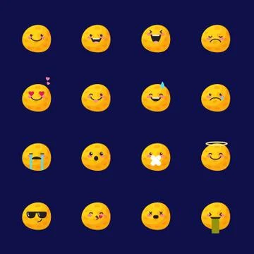 Vector moon emoji set. Funny planet emoticons. Stock Illustration