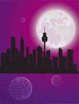 Vector moon on the horizon Ilustración de archivo