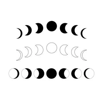 Vector moon. Lunar phases. Isolated cosmic silhouette. Stock Illustration