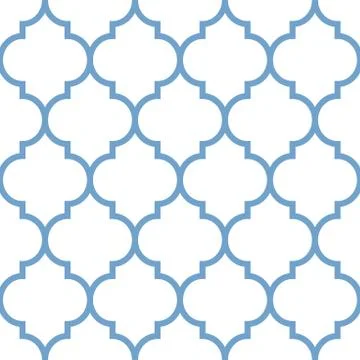 Vector moroccan repeat seamless pattern. Light blue on white background. Stock Illustration