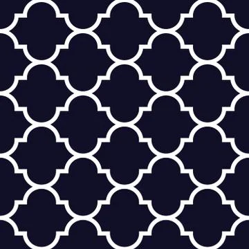 Vector moroccan repeat seamless pattern. White on dark blue background. Illustrazione stock