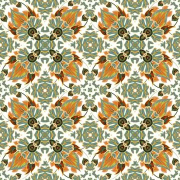 Vector mosaic background, ceramic tiles, majolica, seamless pattern Illustrazione stock